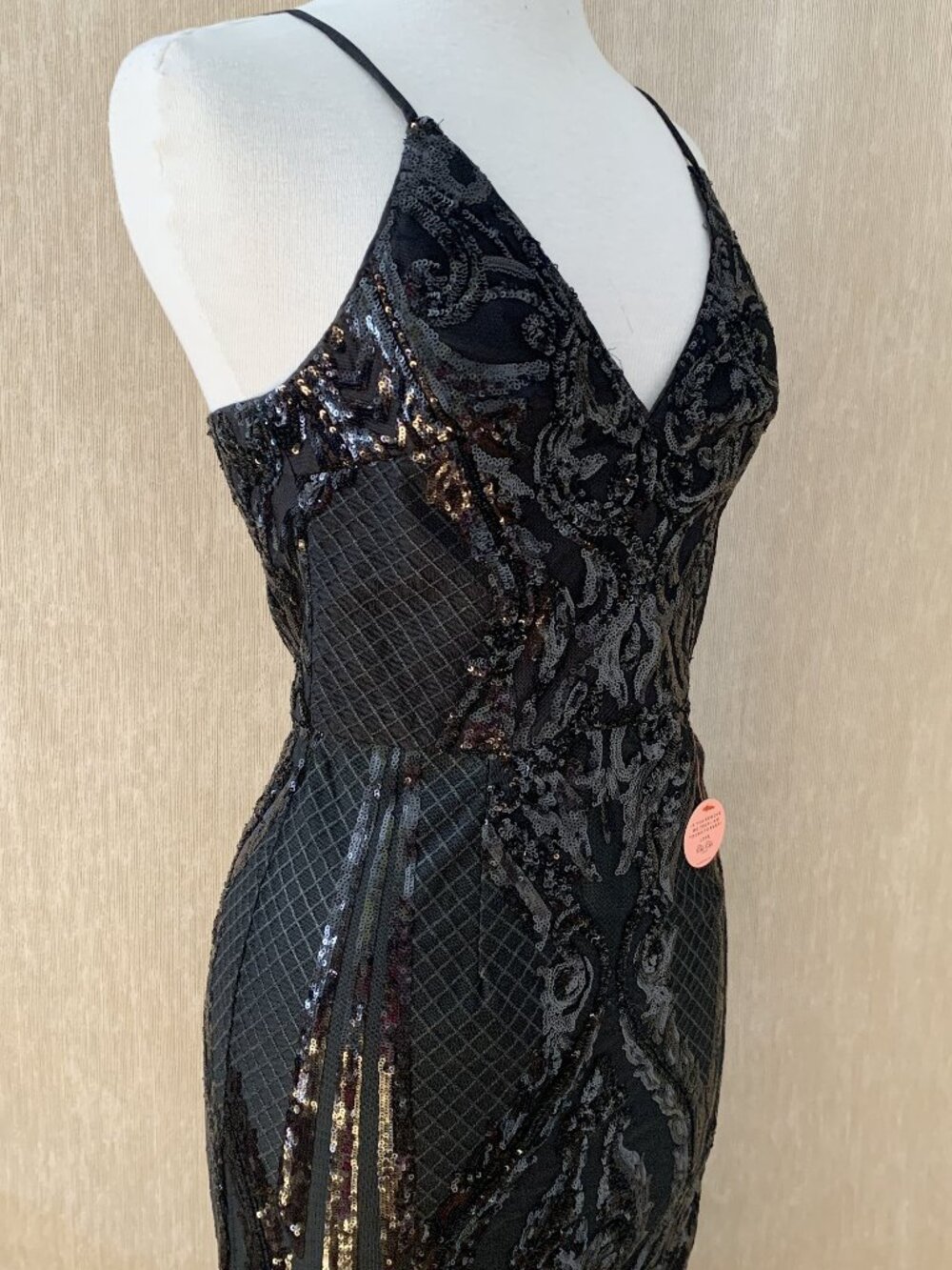 NWT Chi Chi London Margot Black Sequin Bodycon Midi Dress UK | Size 10 - Picture 7 of 10